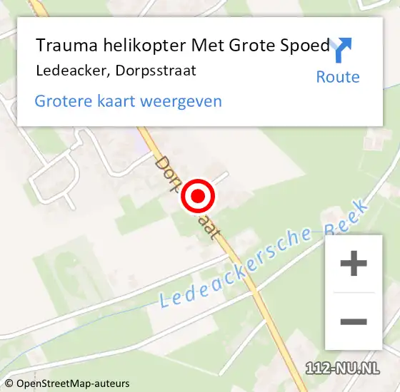 Locatie op kaart van de 112 melding: Trauma helikopter Met Grote Spoed Naar Ledeacker, Dorpsstraat op 18 januari 2022 10:48