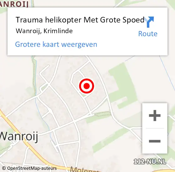 Locatie op kaart van de 112 melding: Trauma helikopter Met Grote Spoed Naar Wanroij, Krimlinde op 18 januari 2022 12:29