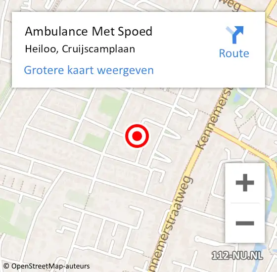 Locatie op kaart van de 112 melding: Ambulance Met Spoed Naar Heiloo, Cruijscamplaan op 18 januari 2022 14:10