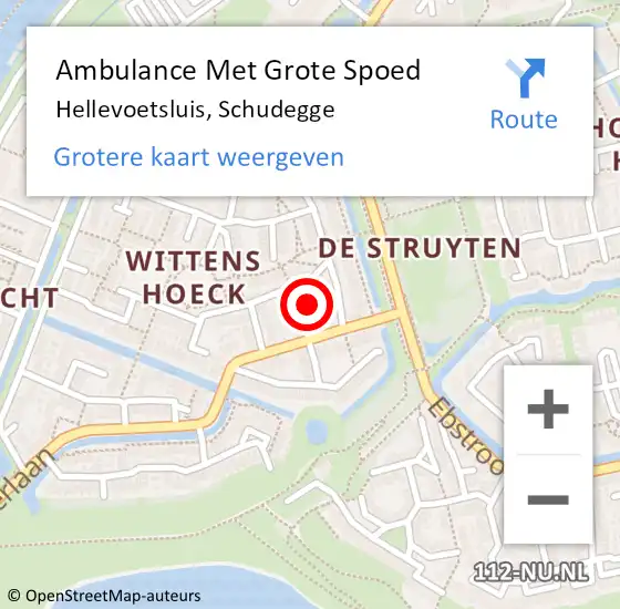 Locatie op kaart van de 112 melding: Ambulance Met Grote Spoed Naar Hellevoetsluis, Schudegge op 18 januari 2022 14:46