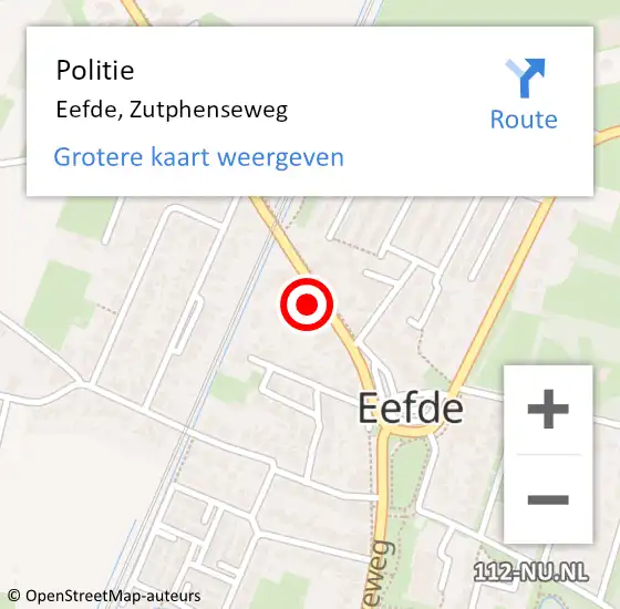 Locatie op kaart van de 112 melding: Politie Eefde, Zutphenseweg op 18 januari 2022 17:00