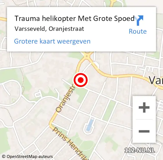 Locatie op kaart van de 112 melding: Trauma helikopter Met Grote Spoed Naar Varsseveld, Oranjestraat op 18 januari 2022 17:43