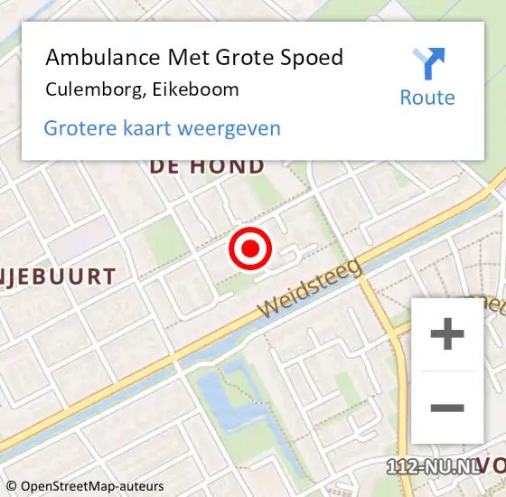 Locatie op kaart van de 112 melding: Ambulance Met Grote Spoed Naar Culemborg, Eikeboom op 18 januari 2022 20:03