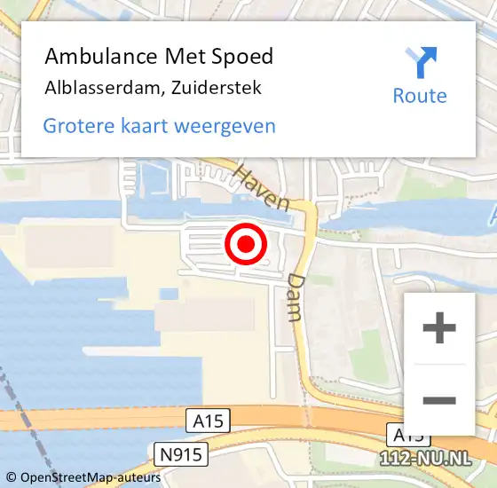 Locatie op kaart van de 112 melding: Ambulance Met Spoed Naar Alblasserdam, Zuiderstek op 18 januari 2022 23:35
