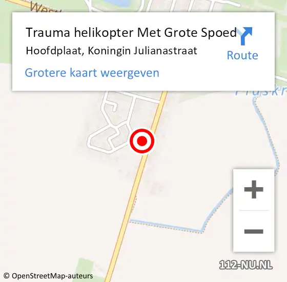 Locatie op kaart van de 112 melding: Trauma helikopter Met Grote Spoed Naar Hoofdplaat, Koningin Julianastraat op 19 januari 2022 00:53