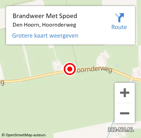 Locatie op kaart van de 112 melding: Brandweer Met Spoed Naar Den Hoorn, Hoornderweg op 19 januari 2022 10:31