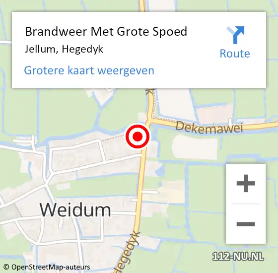Locatie op kaart van de 112 melding: Brandweer Met Grote Spoed Naar Jellum, Hegedyk op 19 januari 2022 11:37