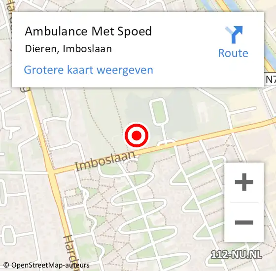Locatie op kaart van de 112 melding: Ambulance Met Spoed Naar Dieren, Imboslaan op 19 januari 2022 11:43