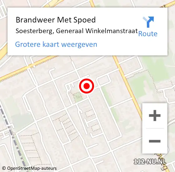 Locatie op kaart van de 112 melding: Brandweer Met Spoed Naar Soesterberg, Generaal Winkelmanstraat op 19 januari 2022 11:43