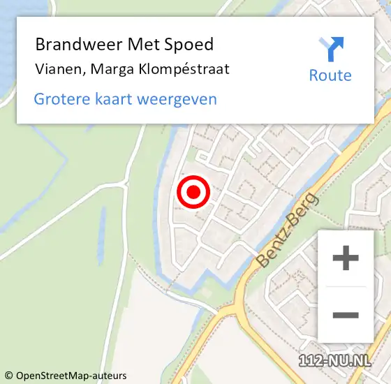 Locatie op kaart van de 112 melding: Brandweer Met Spoed Naar Vianen, Marga Klompéstraat op 19 januari 2022 12:42