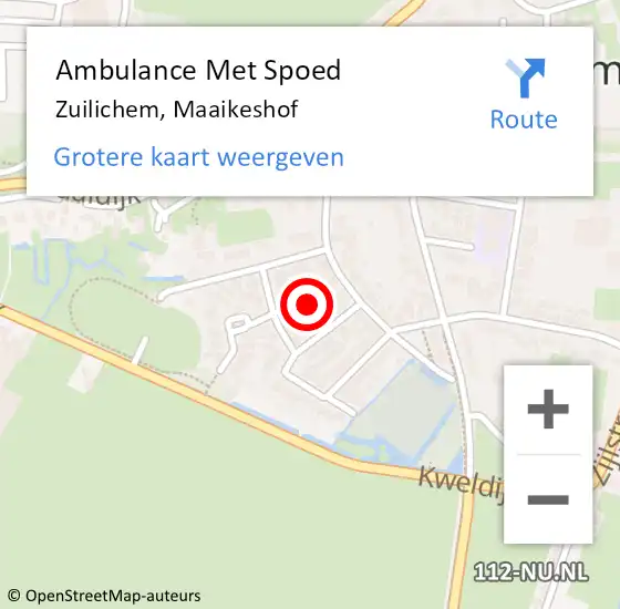 Locatie op kaart van de 112 melding: Ambulance Met Spoed Naar Zuilichem, Maaikeshof op 19 januari 2022 13:11