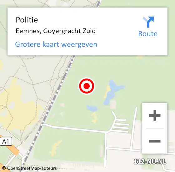 Locatie op kaart van de 112 melding: Politie Eemnes, Goyergracht Zuid op 19 januari 2022 13:19