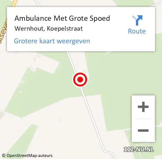 Locatie op kaart van de 112 melding: Ambulance Met Grote Spoed Naar Wernhout, Koepelstraat op 5 juli 2014 18:13