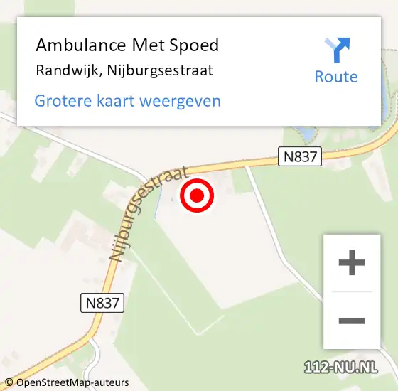 Locatie op kaart van de 112 melding: Ambulance Met Spoed Naar Randwijk, Nijburgsestraat op 19 januari 2022 16:33