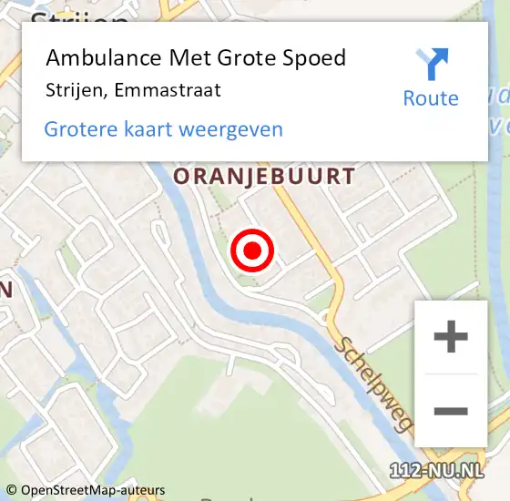 Locatie op kaart van de 112 melding: Ambulance Met Grote Spoed Naar Strijen, Emmastraat op 19 januari 2022 17:28