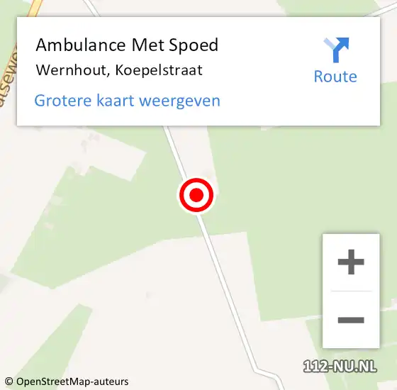 Locatie op kaart van de 112 melding: Ambulance Met Spoed Naar Wernhout, Koepelstraat op 5 juli 2014 18:45
