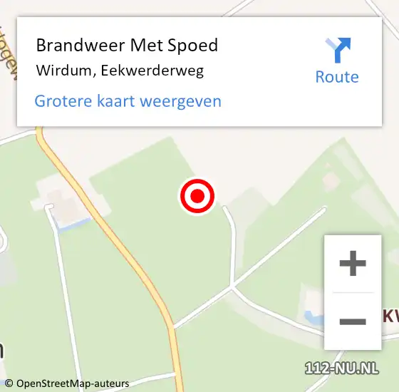 Locatie op kaart van de 112 melding: Brandweer Met Spoed Naar Wirdum, Eekwerderweg op 19 januari 2022 20:32