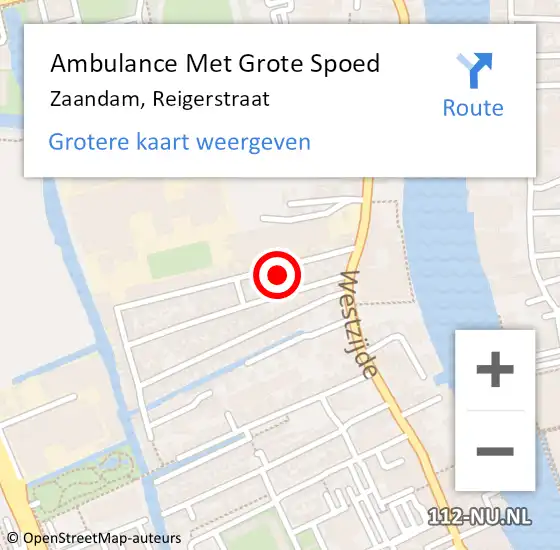 Locatie op kaart van de 112 melding: Ambulance Met Grote Spoed Naar Zaandam, Reigerstraat op 20 januari 2022 03:54