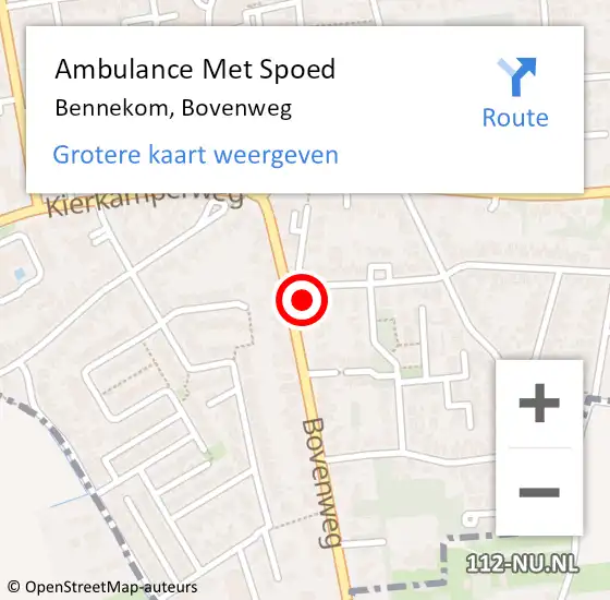 Locatie op kaart van de 112 melding: Ambulance Met Spoed Naar Bennekom, Bovenweg op 20 januari 2022 07:36