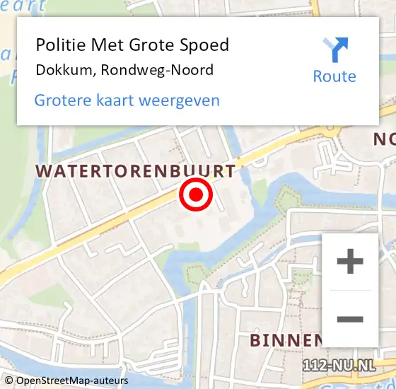 Locatie op kaart van de 112 melding: Politie Met Grote Spoed Naar Dokkum, Rondweg-Noord op 20 januari 2022 08:55