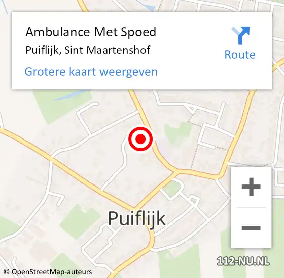 Locatie op kaart van de 112 melding: Ambulance Met Spoed Naar Puiflijk, Sint Maartenshof op 20 januari 2022 09:12