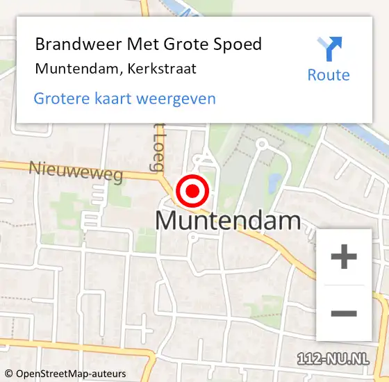 Locatie op kaart van de 112 melding: Brandweer Met Grote Spoed Naar Muntendam, Kerkstraat op 20 januari 2022 12:50