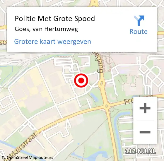 Locatie op kaart van de 112 melding: Politie Met Grote Spoed Naar Goes, van Hertumweg op 20 januari 2022 13:00