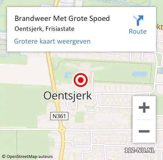 Locatie op kaart van de 112 melding: Brandweer Met Grote Spoed Naar Oentsjerk, Frisiastate op 20 januari 2022 13:26