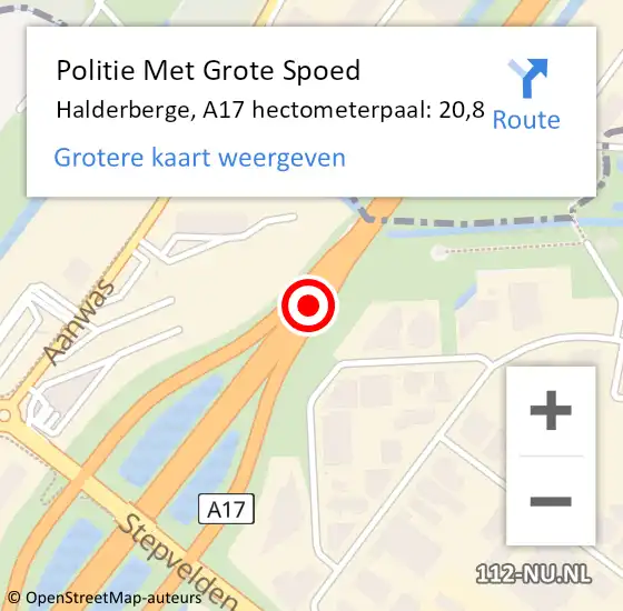 Locatie op kaart van de 112 melding: Politie Met Grote Spoed Naar Roosendaal, A17 hectometerpaal: 20,8 op 20 januari 2022 14:36