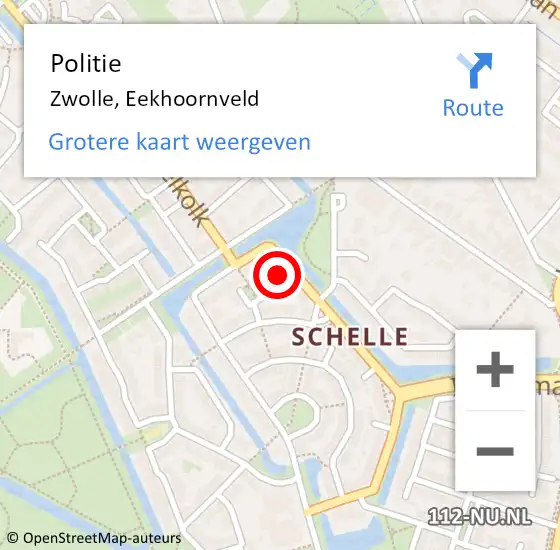 Locatie op kaart van de 112 melding: Politie Zwolle, Eekhoornveld op 20 januari 2022 14:47