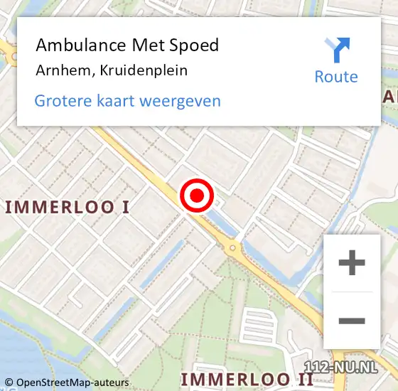 Locatie op kaart van de 112 melding: Ambulance Met Spoed Naar Arnhem, Kruidenplein op 20 januari 2022 14:50