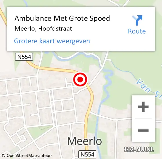 Locatie op kaart van de 112 melding: Ambulance Met Grote Spoed Naar Meerlo, Hoofdstraat op 20 januari 2022 16:17