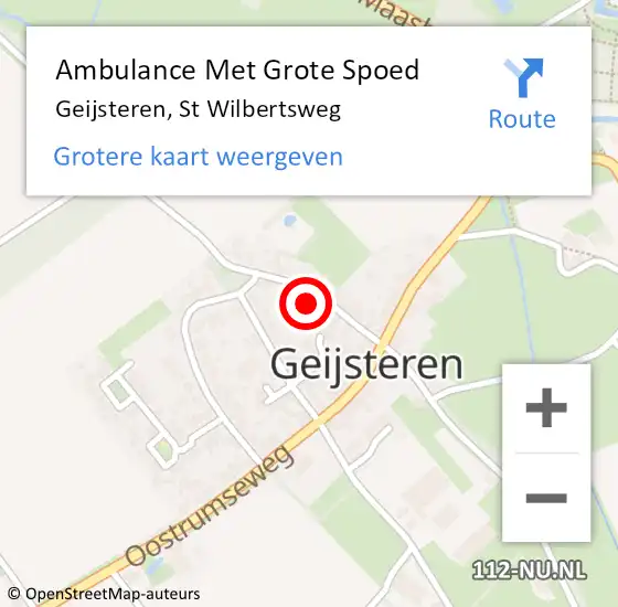 Locatie op kaart van de 112 melding: Ambulance Met Grote Spoed Naar Geijsteren, St Wilbertsweg op 20 januari 2022 17:32