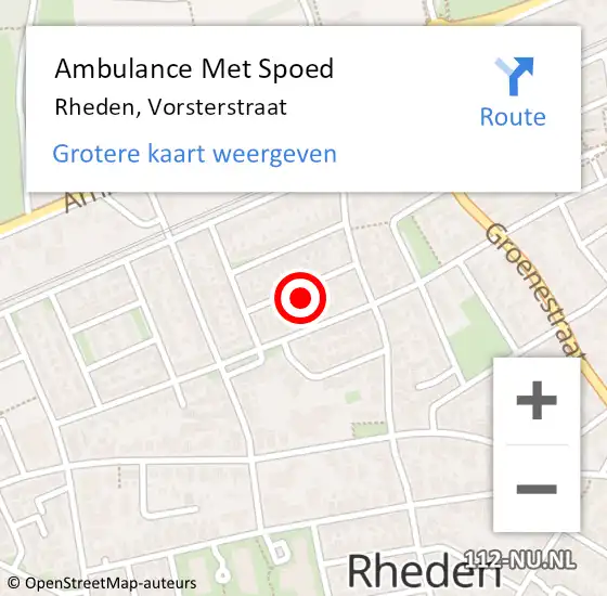 Locatie op kaart van de 112 melding: Ambulance Met Spoed Naar Rheden, Vorsterstraat op 20 januari 2022 21:46