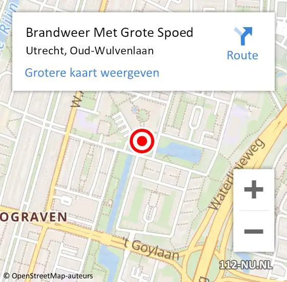 Locatie op kaart van de 112 melding: Brandweer Met Grote Spoed Naar Utrecht, Oud-Wulvenlaan op 21 januari 2022 01:45