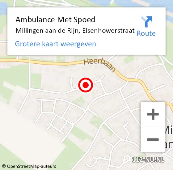 Locatie op kaart van de 112 melding: Ambulance Met Spoed Naar Millingen aan de Rijn, Eisenhowerstraat op 21 januari 2022 02:34