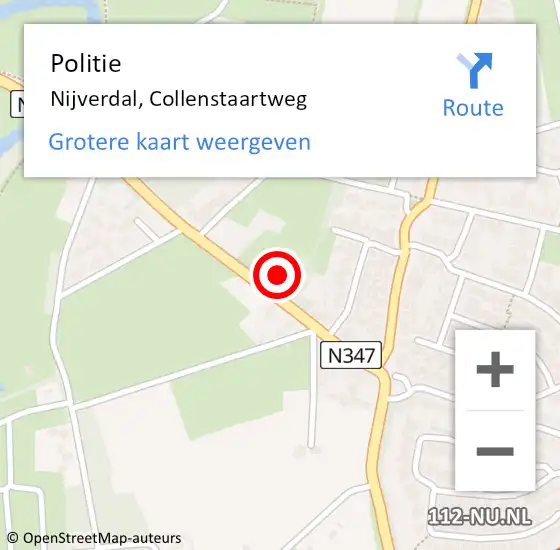 Locatie op kaart van de 112 melding: Politie Nijverdal, Collenstaartweg op 21 januari 2022 07:54