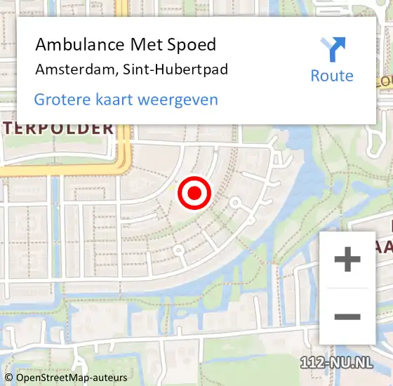 Locatie op kaart van de 112 melding: Ambulance Met Spoed Naar Amsterdam, Sint-Hubertpad op 21 januari 2022 08:02