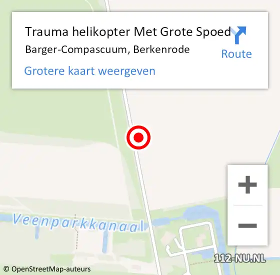 Locatie op kaart van de 112 melding: Trauma helikopter Met Grote Spoed Naar Barger-Compascuum, Berkenrode op 21 januari 2022 09:29