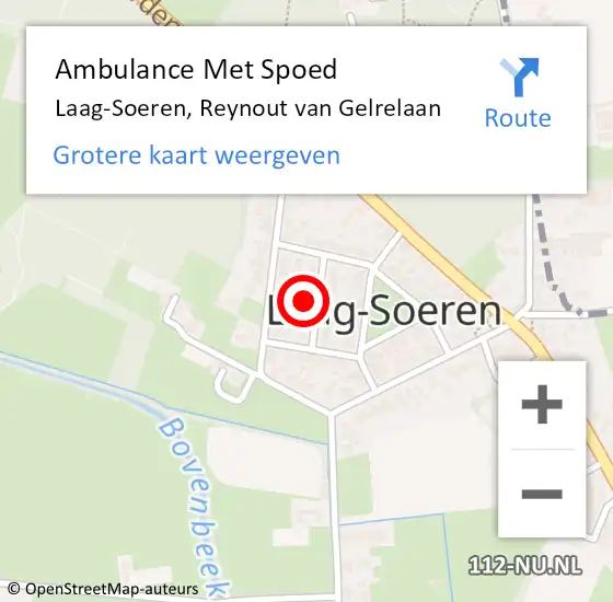 Locatie op kaart van de 112 melding: Ambulance Met Spoed Naar Laag-Soeren, Reynout van Gelrelaan op 21 januari 2022 14:19
