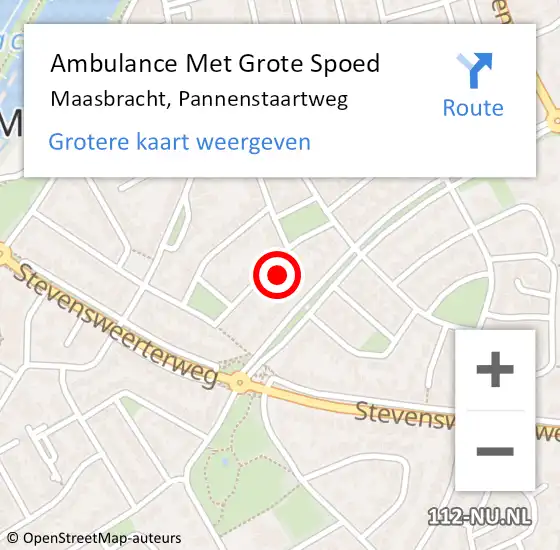 Locatie op kaart van de 112 melding: Ambulance Met Grote Spoed Naar Maasbracht, Pannenstaartweg op 21 januari 2022 16:13