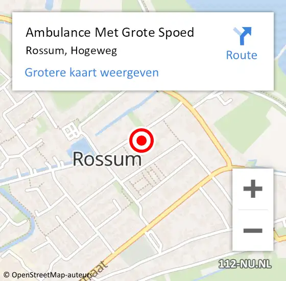 Locatie op kaart van de 112 melding: Ambulance Met Grote Spoed Naar Rossum, Hogeweg op 21 januari 2022 16:43