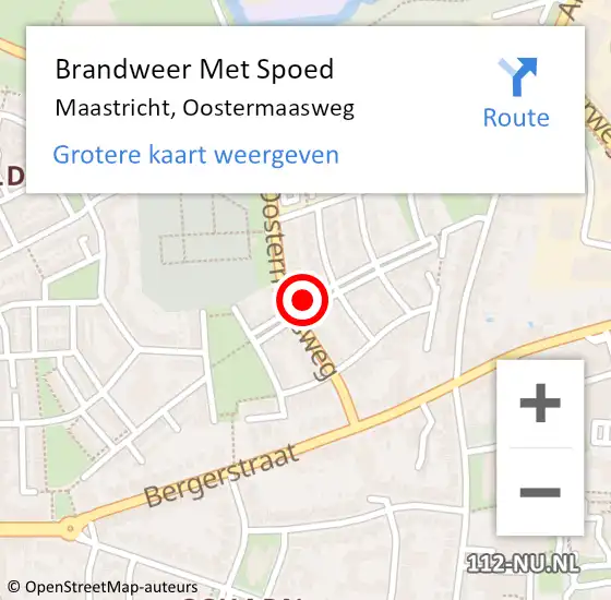 Locatie op kaart van de 112 melding: Brandweer Met Spoed Naar Maastricht, Oostermaasweg op 21 januari 2022 22:42