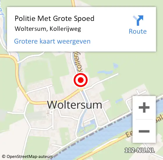 Locatie op kaart van de 112 melding: Politie Met Grote Spoed Naar Woltersum, Kollerijweg op 22 januari 2022 06:10