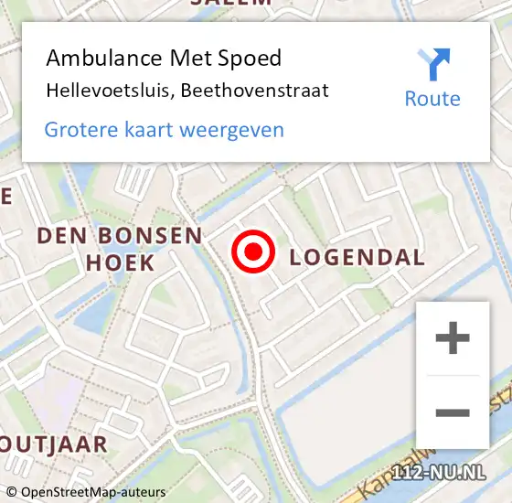 Locatie op kaart van de 112 melding: Ambulance Met Spoed Naar Hellevoetsluis, Beethovenstraat op 22 januari 2022 11:19