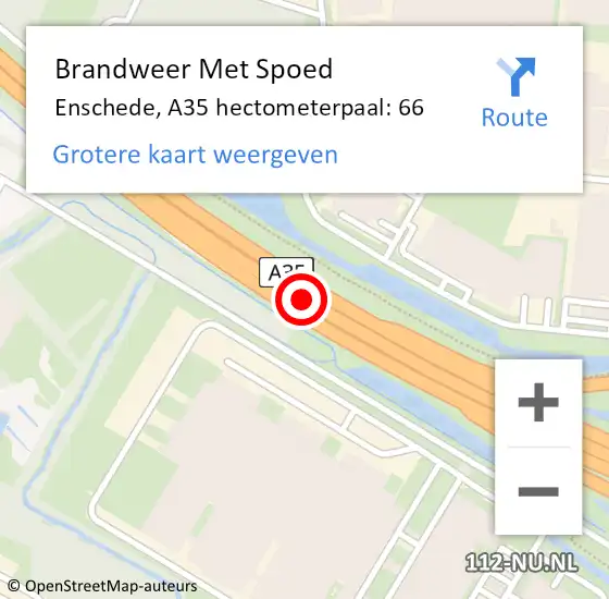 Locatie op kaart van de 112 melding: Brandweer Met Spoed Naar Enschede, A35 hectometerpaal: 66 op 22 januari 2022 13:23