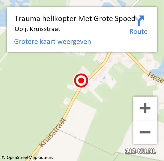 Locatie op kaart van de 112 melding: Trauma helikopter Met Grote Spoed Naar Ooij, Kruisstraat op 22 januari 2022 14:30