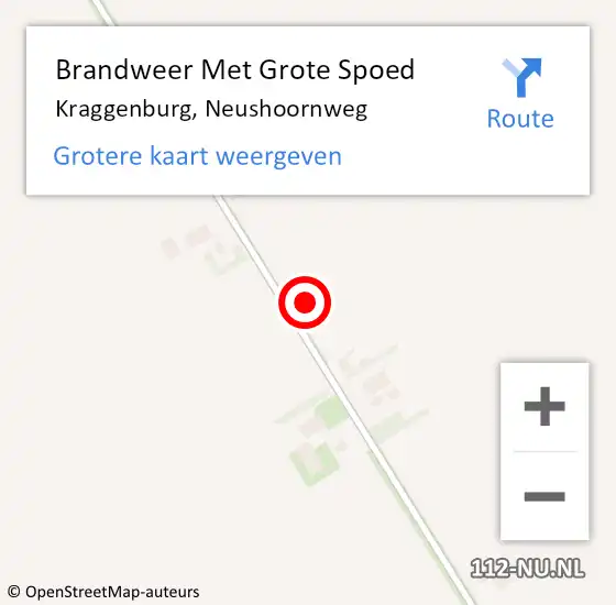 Locatie op kaart van de 112 melding: Brandweer Met Grote Spoed Naar Kraggenburg, Neushoornweg op 22 januari 2022 17:11
