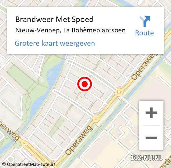 Locatie op kaart van de 112 melding: Brandweer Met Spoed Naar Nieuw-Vennep, La Bohèmeplantsoen op 22 januari 2022 18:00