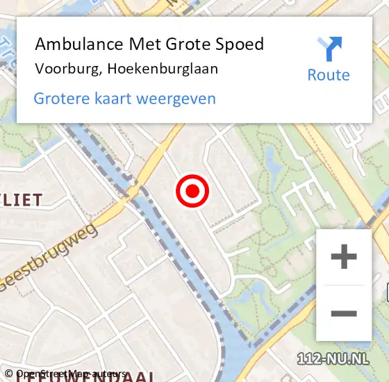 Locatie op kaart van de 112 melding: Ambulance Met Grote Spoed Naar Voorburg, Hoekenburglaan op 22 januari 2022 19:05